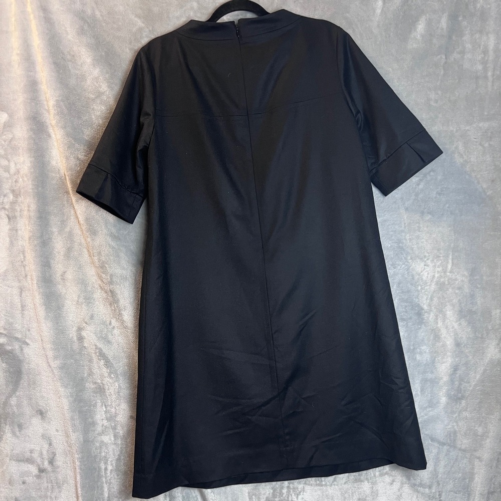 J.Crew Dress Black 100% Wool Shift Pockets Size 14 Career Office Classy - Picture 10 of 10